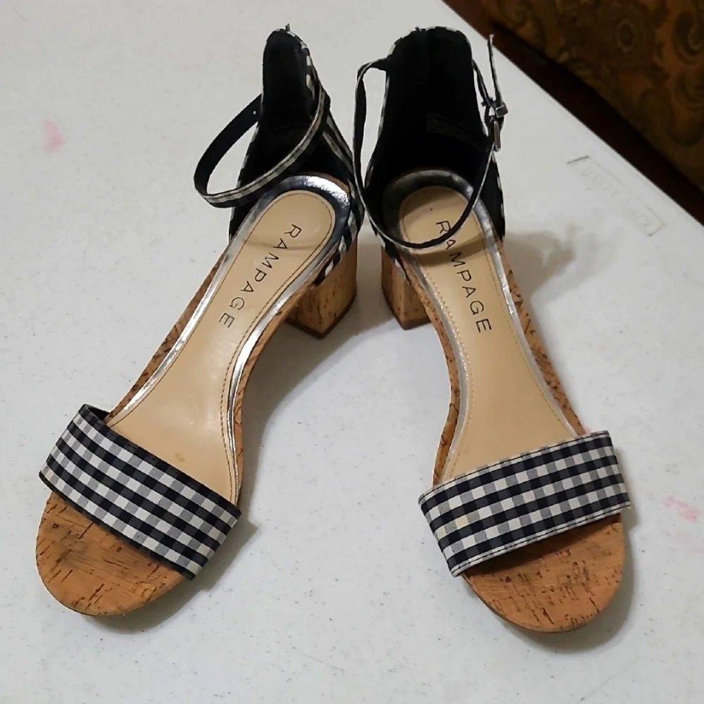 Rampage sandals with Black and White Gingham Pattern Size 8.5